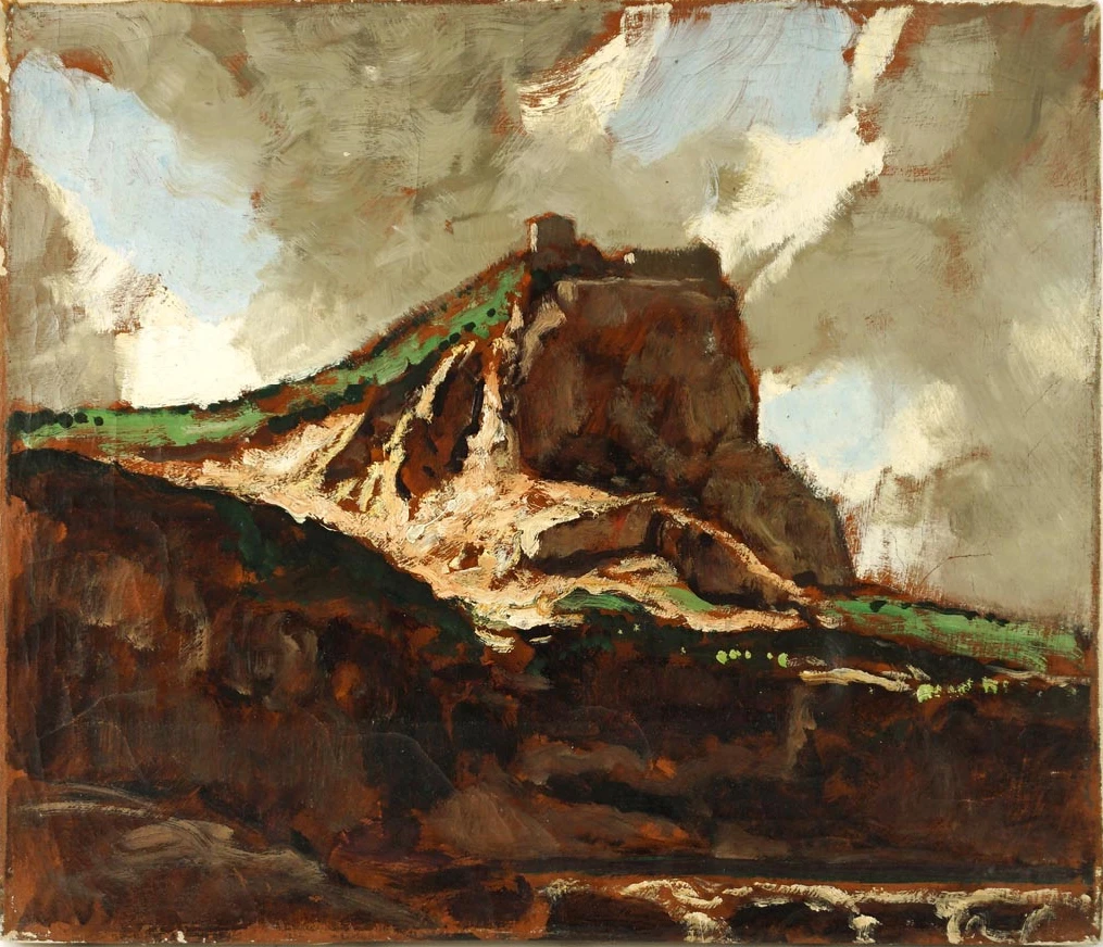 1866-Hermann Urban - Casa isolata in un paesaggio roccioso
